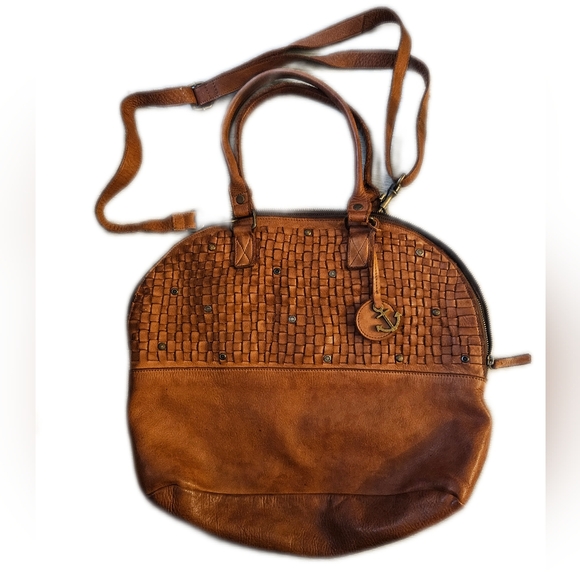 Harbour 2nd Leather Woven Tote with Anchor Charm - Picture 2 of 14